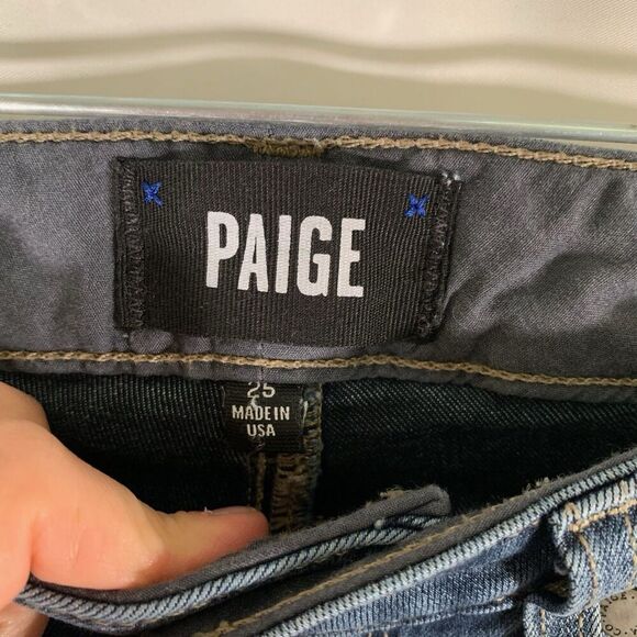PAIGE Jeans Women's 25 Medium Wash Blue Denim Skyline Skinny Low Rise Cotton Bl - Picture 5 of 10